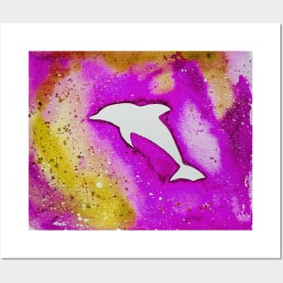 Dolphin in pink Posters and Art